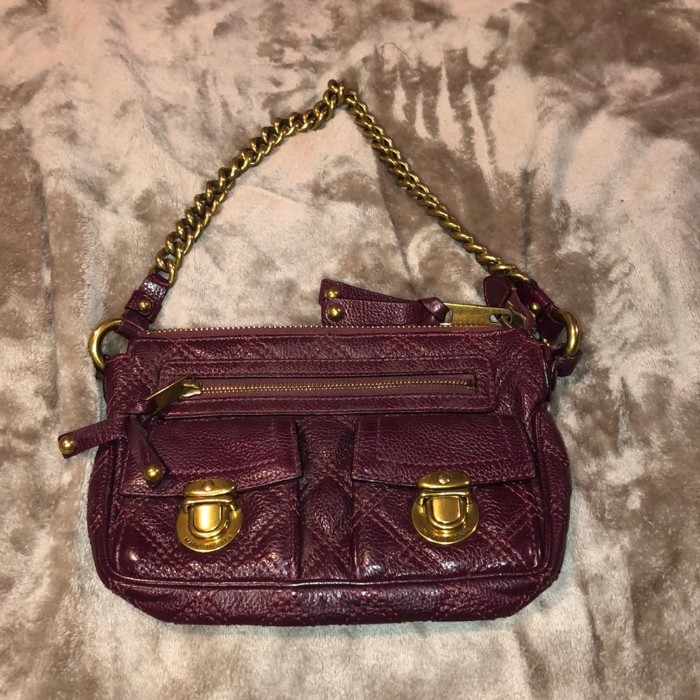 Marc Jacobs burgundy leather quilted bag